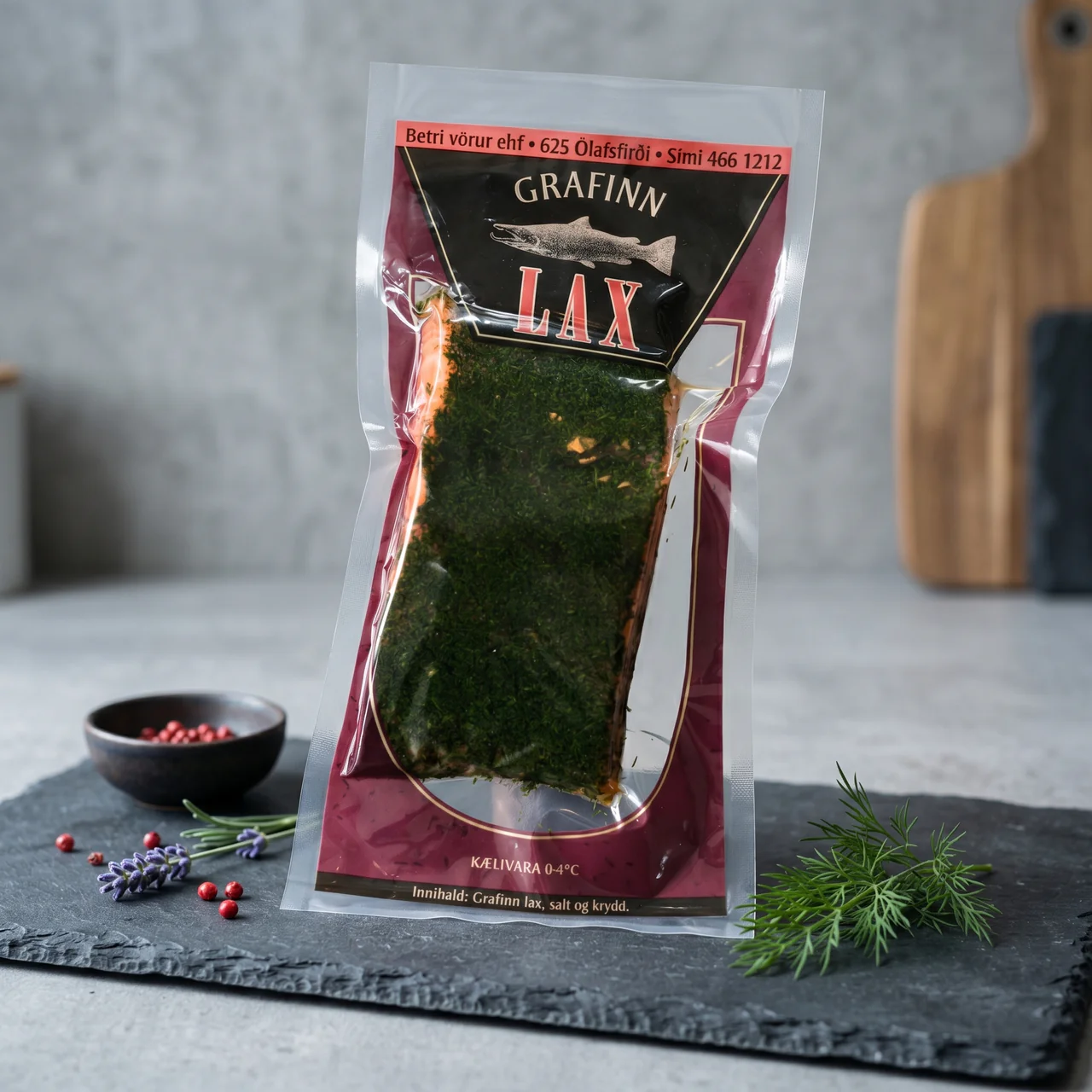 Grafinn lax í umbúðum
